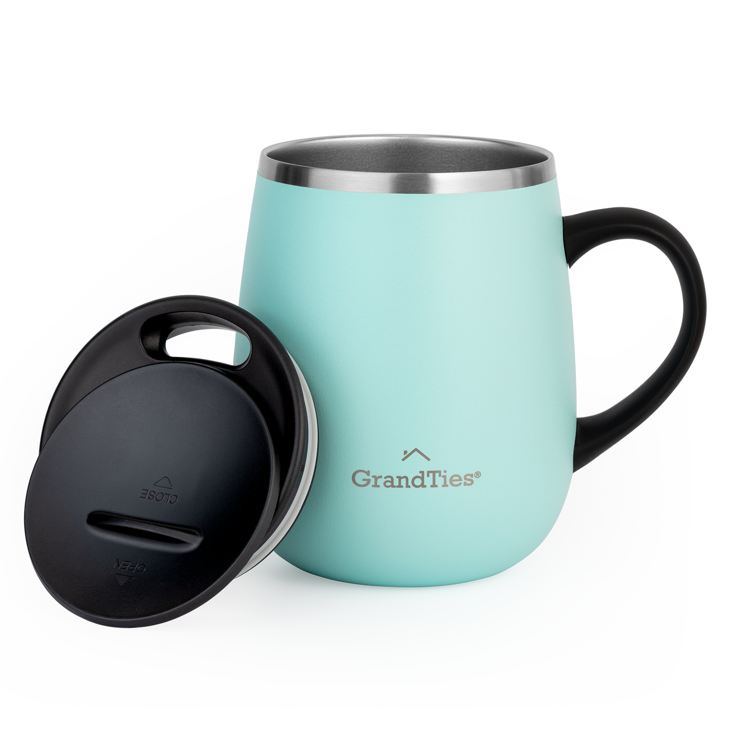 Insulated Coffee Mug with Sliding Lid | 16oz/460ml (Grande) - Powder Green - Grandties